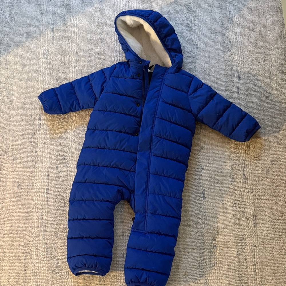 Primary Blue Quilted Snowsuit